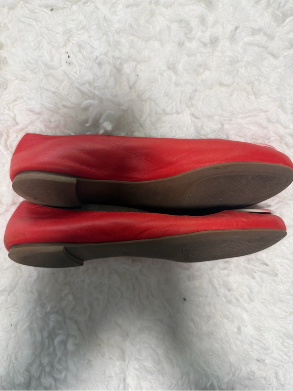Tory Burch Red Leather Logo Ballet Flats - Picture 2 of 5